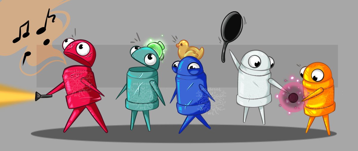 mothrootART's tweet image. Been playing a bunch of repo with friends, and decided to draw our lil semibots
#REPO