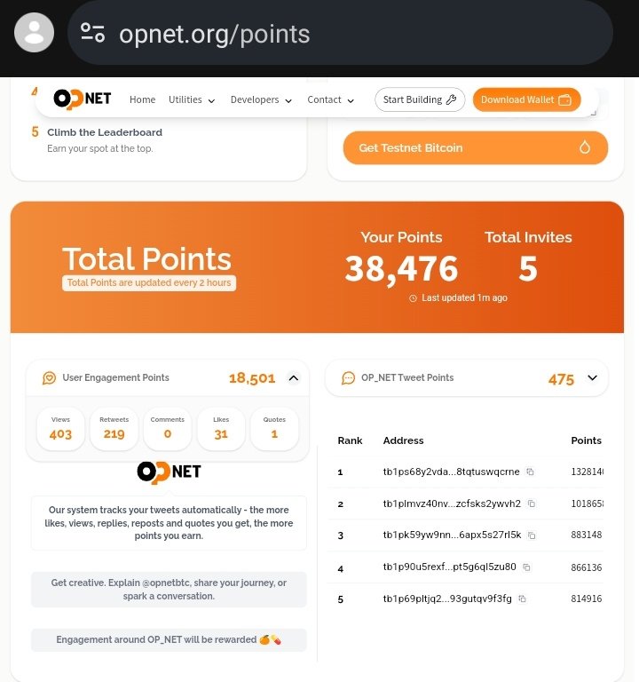 GMjamescrypto's tweet image. Testnet : OpNet Incentive Live

✅Claim tBTC Faucet Here faucet.opnet.org 

✅Start/Register ➡️ 
opnet.org/points?r=jSeSy7

- Create OP wallet (taproot)
- Connect Wallet
- Connect Twitter 
- Complete All Social Task
- Collect Points

Grind daily 
@opnetbtc
@MotoswapBTC