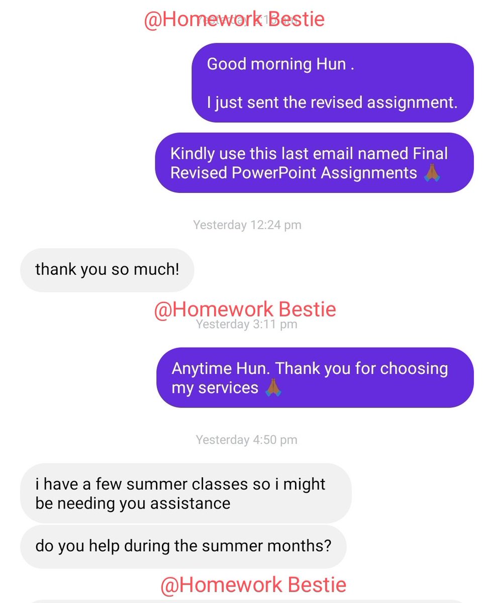 HW Bestie (@tutorhope7) on Twitter photo Cheers to Summer Semester! π€
<a href="/TutorHope7/">Homework Bestie</a> is ready for your Online Classes and Assignments at very Affordable Rates π―
Kindly Just DM: +1 443-916-6816
Email: hellowriterhope@gmail.com Cheers to Summer Semester! π€
<a href="/TutorHope7/">Homework Bestie</a> is ready for your Online Classes and Assignments at very Affordable Rates π―
Kindly Just DM: +1 443-916-6816
Email: hellowriterhope@gmail.com