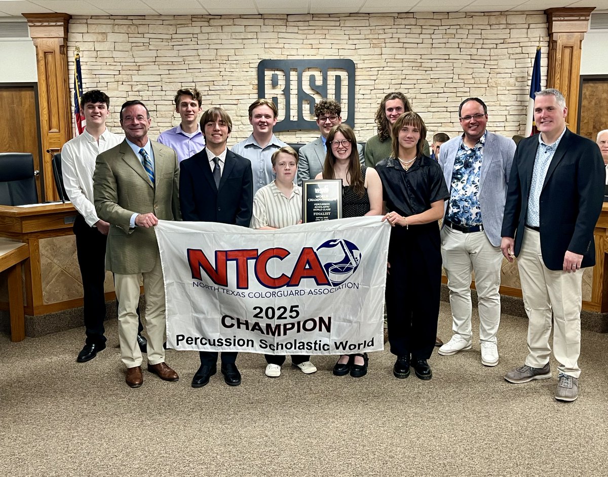 Trustees and Dr. Jimerson recognized the Spartan Regiment for placing 5th at the WGI Percussion World Championships in World Class Finals. 👏Congratulations!

<a href="/spartanregband/">Spartan Regiment</a> | #BISDstandout #BISDgreatness