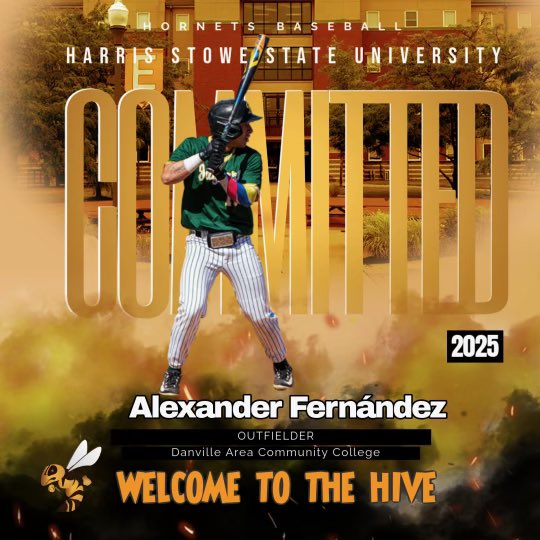 Alexander Fernández (Uncommitted JUCO transfer) (@alexv_fernandez) on Twitter photo I’m really excited to announce my commitment to Harris Stowe State University. I want to thank God, my parents, coaches and teammates that have been part of this process. 🙏🏻🐝🔥
<a href="/DACCBaseball/">Danville Area CC Baseball</a> <a href="/StoweBaseball/">Harris-Stowe State Baseball</a> I’m really excited to announce my commitment to Harris Stowe State University. I want to thank God, my parents, coaches and teammates that have been part of this process. 🙏🏻🐝🔥
<a href="/DACCBaseball/">Danville Area CC Baseball</a> <a href="/StoweBaseball/">Harris-Stowe State Baseball</a>