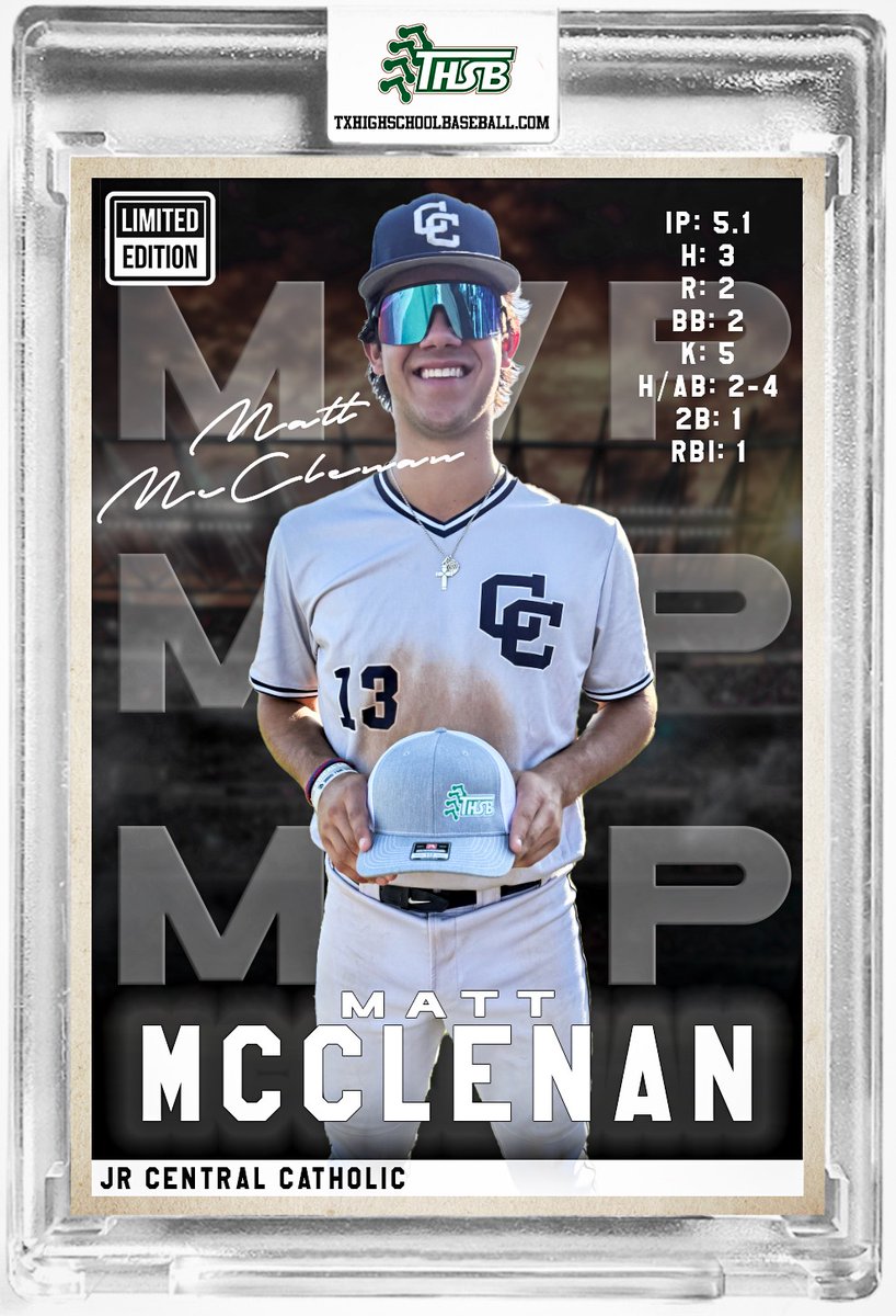 TxHSBaseball (@txhs_baseball) on Twitter photo TAPPS DIVISION 1 STATE SEMIFINAL
Central Catholic 3 St. Pius X 2
THSB MVP: Matt McClenan
See game write up at txhighschoolbaseball.com/featured_news/…
<a href="/PSTxHSBaseball/">PrivateTxHSBaseball ⚾️🎙</a> <a href="/TAPPSbiz/">TAPPS</a> <a href="/ButtonAthletics/">Central Catholic High School Athletics</a> <a href="/d1_matthew02/">Matthew McClenan</a> TAPPS DIVISION 1 STATE SEMIFINAL
Central Catholic 3 St. Pius X 2
THSB MVP: Matt McClenan
See game write up at txhighschoolbaseball.com/featured_news/…
<a href="/PSTxHSBaseball/">PrivateTxHSBaseball ⚾️🎙</a> <a href="/TAPPSbiz/">TAPPS</a> <a href="/ButtonAthletics/">Central Catholic High School Athletics</a> <a href="/d1_matthew02/">Matthew McClenan</a>