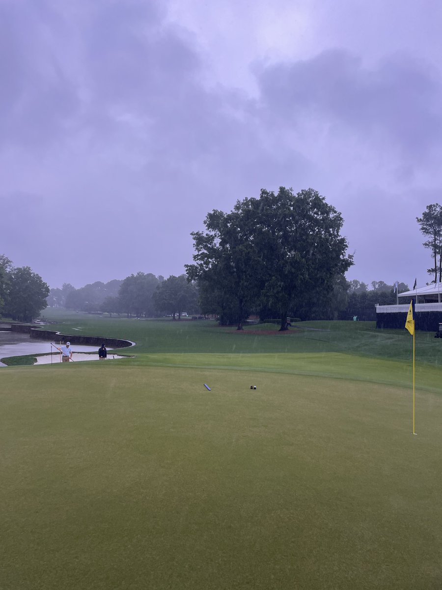 Made good use of my rain suit on the first evening at the <a href="/PGAChampionship/">PGA Championship</a>