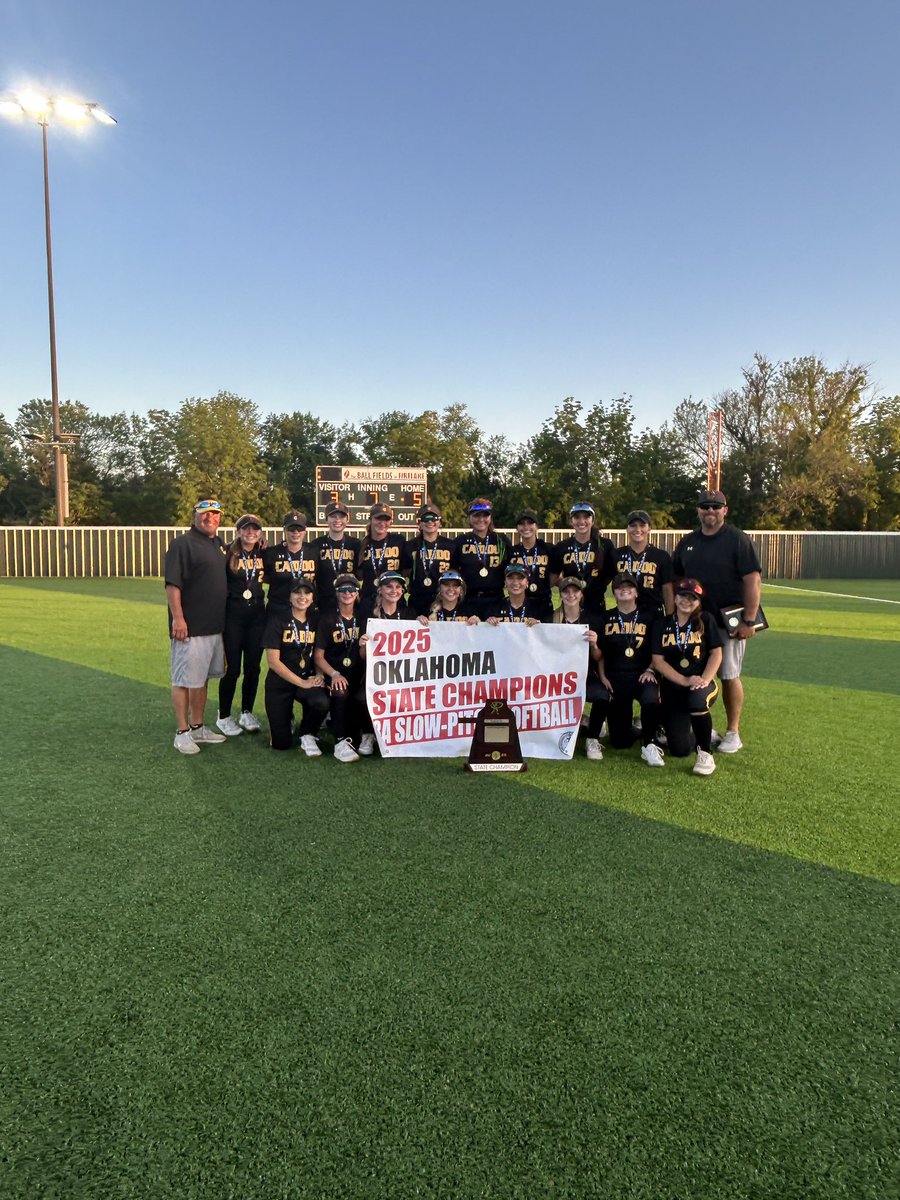 Final score from the Class 3A HS Softball State Championship game: Caddo 5 Arapaho-Butler 3. The Lady Bruins are the Class 3A State Champions, 4 time Slowpitch State Champs, 4 time Fastpitch State Champs and 8 State Championships in a row!!! Proud to be Bruin!!!