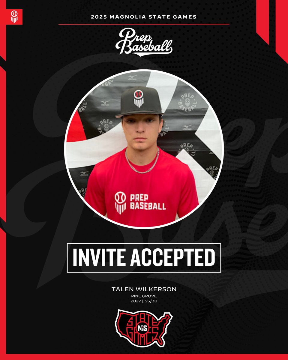 Prep Baseball Mississippi (@prepbaseballms) on Twitter photo 𝟮𝟬𝟮𝟱 𝗠𝗔𝗚𝗡𝗢𝗟𝗜𝗔 𝗦𝗧𝗔𝗧𝗘 𝗚𝗔𝗠𝗘𝗦
+ 𝗜𝗡𝗩𝗜𝗧𝗘 𝗔𝗖𝗖𝗘𝗣𝗧𝗘𝗗 ⚡️
Talen Wilkerson (<a href="/TalenWilke83207/">Talen Wilkerson</a>, 2027) a SS/3B from Pine Grove HS is 𝙇𝙊𝘾𝙆𝙀𝘿 𝙄𝙉 🔐 for the Magnolia State Games on June 17th-18th at Freedom Ridge Park in Ridgeland, MS.
Request your 𝟮𝟬𝟮𝟱 𝗠𝗔𝗚𝗡𝗢𝗟𝗜𝗔 𝗦𝗧𝗔𝗧𝗘 𝗚𝗔𝗠𝗘𝗦
+ 𝗜𝗡𝗩𝗜𝗧𝗘 𝗔𝗖𝗖𝗘𝗣𝗧𝗘𝗗 ⚡️
Talen Wilkerson (<a href="/TalenWilke83207/">Talen Wilkerson</a>, 2027) a SS/3B from Pine Grove HS is 𝙇𝙊𝘾𝙆𝙀𝘿 𝙄𝙉 🔐 for the Magnolia State Games on June 17th-18th at Freedom Ridge Park in Ridgeland, MS.
Request your