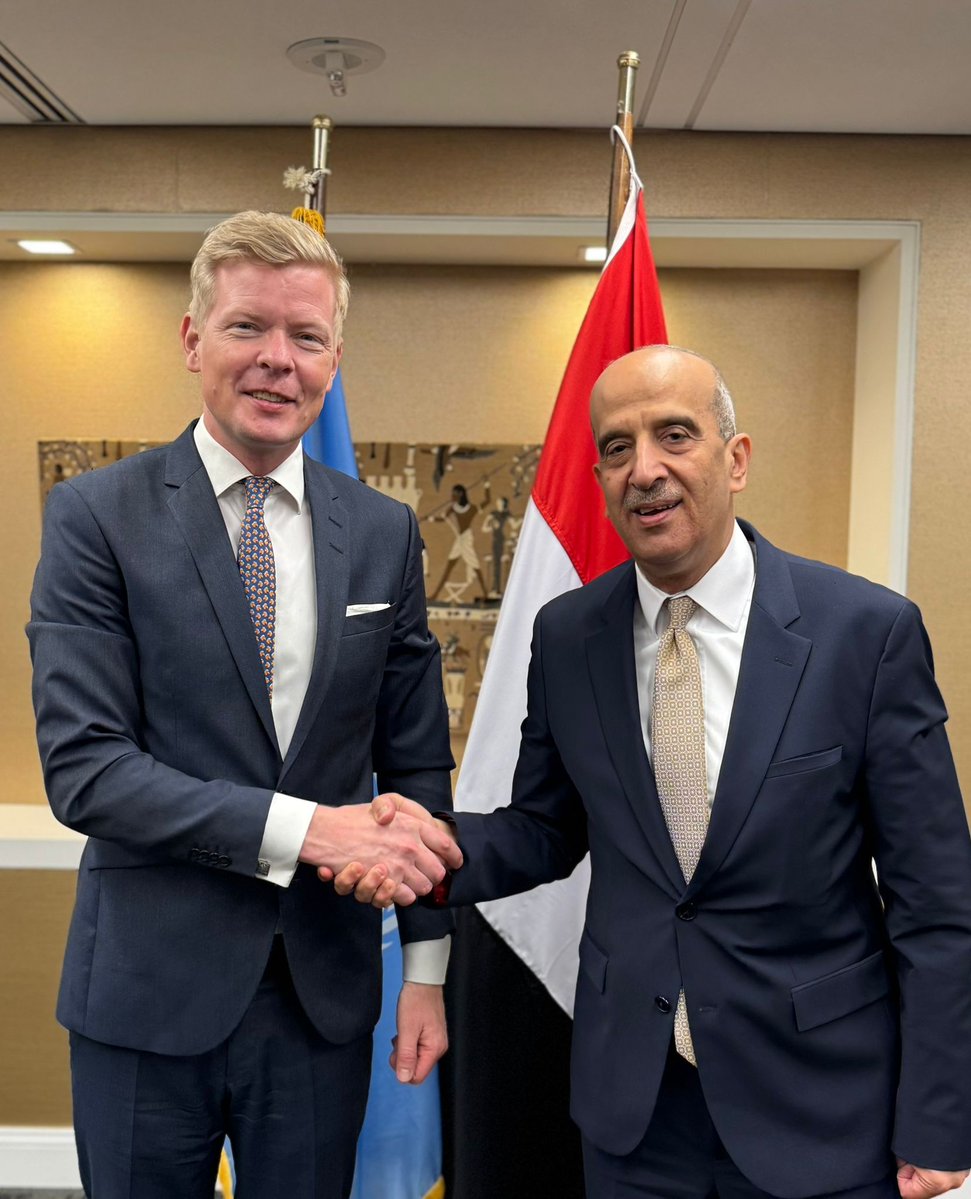 Egypt PR to the UN in New York (@egyptprnewyork) on Twitter photo As the <a href="/UN/">United Nations</a> SG's Special-Envoy for Yemen Mr. Hans Grundberg <a href="/OSE_Yemen/">@OSE_Yemen</a> continues his efforts to bring about a comprehensive political settlement in the brotherly Yemen, Egypt remains committed to supporting the #UN's role.
#Egypt is working tirelessly to restore peace and As the <a href="/UN/">United Nations</a> SG's Special-Envoy for Yemen Mr. Hans Grundberg <a href="/OSE_Yemen/">@OSE_Yemen</a> continues his efforts to bring about a comprehensive political settlement in the brotherly Yemen, Egypt remains committed to supporting the #UN's role.
#Egypt is working tirelessly to restore peace and
