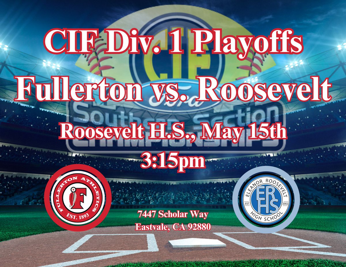 Div. 1 Playoffs.  Can lightning strike twice?  GO TRIBE! <a href="/fullertonhigh/">The Tribe</a> <a href="/fjuhsd/">Fullerton Joint Union High School District</a> <a href="/ocvarsityguy/">Dan Albano</a> <a href="/OCSportsZone/">OC Sports Zone</a> <a href="/FullertonASB/">FUHS ASB</a> <a href="/FUHS__Softball/">Fullerton Tribe Softball</a>