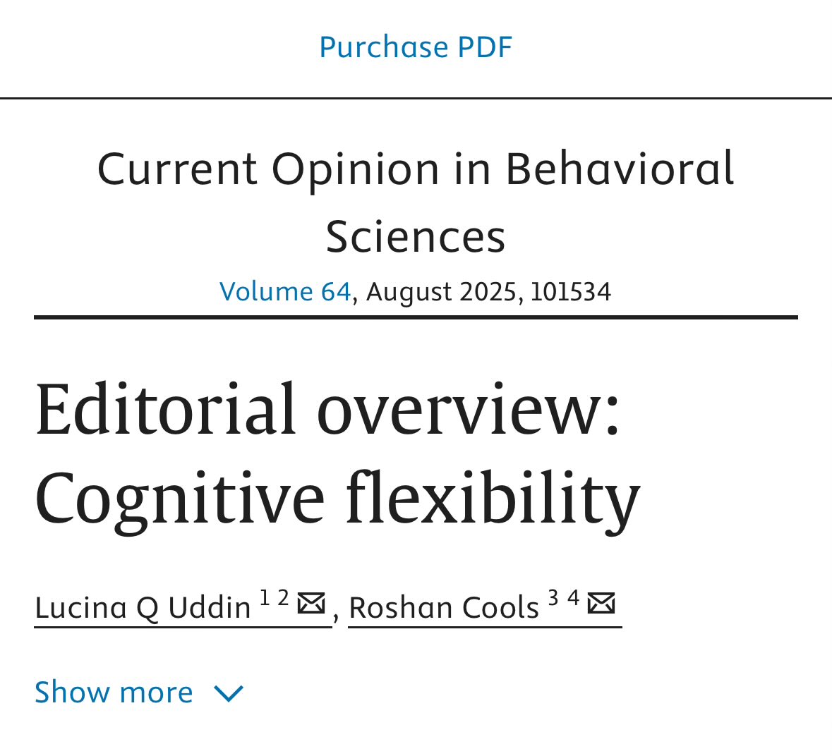 Current Opinion in Behavioral Sciences

Editorial overview: Cognitive flexibility

sciencedirect.com/science/articl…