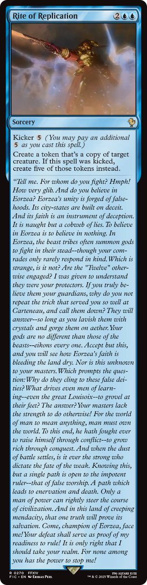 The proper amount of flavor text for a #FFXIV #MTGxFINALFANTASY card. And remember, Such Exposition Was NOT His Intention