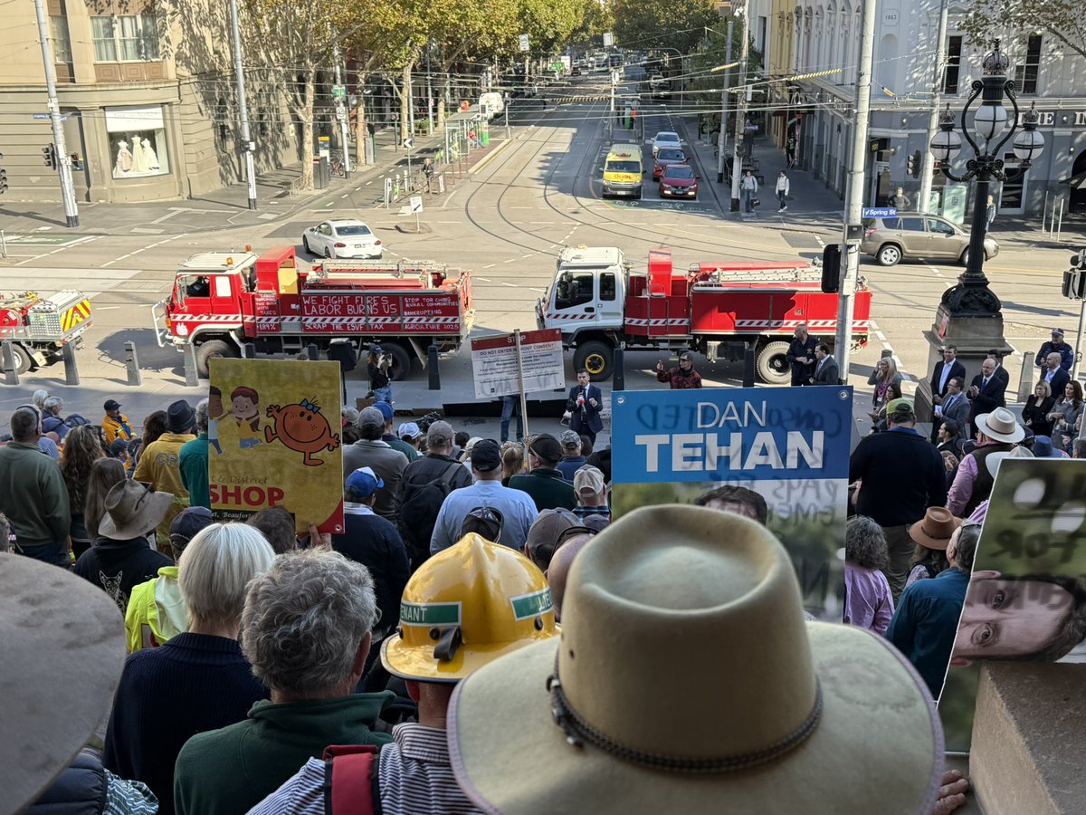 At the protest over the Emergency Services and Volunteer Fund in Victoria on the steps of parliament.