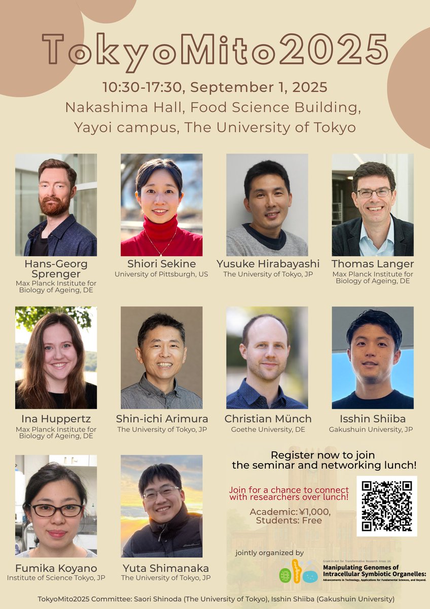 Exciting NEWS! A satellite workshop in Tokyo: TokyoMito2025 will also be held! Come enjoy mitochondria  in both Osaka and Tokyo! A networking lunch is also planned in Tokyo.  📌 Registration is open — we look forward to seeing you there! sites.google.com/view/osakamito…