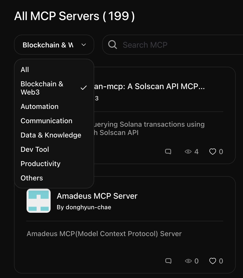BlockMCP_AI's tweet image. BlockMCP has now listed nearly 200 Blockchain MCP servers! 🎉🤖 Dive in to discover your favorite server and don’t forget to share your thoughts and ratings! Your feedback helps our community grow and improve! Let’s explore together! 🌐🔥 #BlockMCP #Blockchain #MCPServers