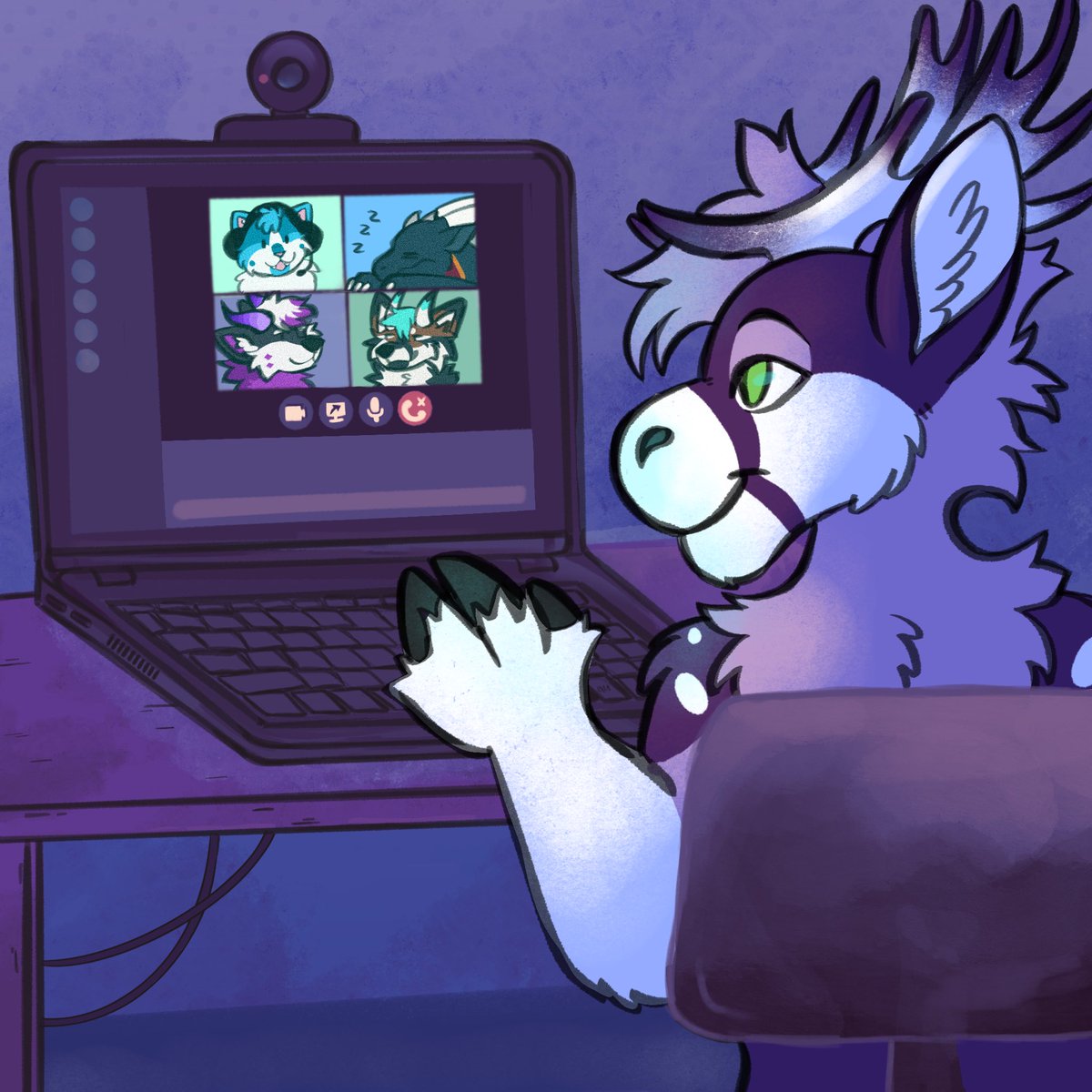 It is amazing to be in a discord call with the same amazing friends for years on end and then be able to room together at a con. Nothing really compares but I honestly can't wait to go back to my room and sit in discord with you guys 💜

🎨:<a href="/GoodandSlimy/">Arlo 🔜TFS</a>