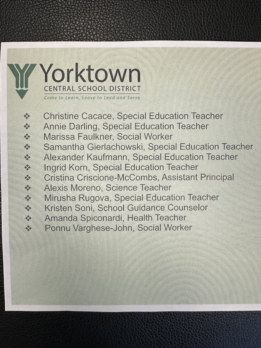 Mr. Joseph DeGennaro (@yhsdegennaro) on Twitter photo Very proud of the wonderful YHS educators honored at tonight’s BOE Meeting. These outstanding role models were recommended to be granted tenure. Congrats to each colleague & to their family/friends.🌽#Huskers4Life <a href="/VGarretteYHS/">Victoria Garrette</a> <a href="/CCriscioneYHS/">Cristina Criscione-McCombs</a> <a href="/YorktownCSD/">YorktownCSD</a> <a href="/YHSPTSA/">YHS PTSA</a> <a href="/YorktownPPS/">Yorktown CSD Pupil Personnel Services</a> Very proud of the wonderful YHS educators honored at tonight’s BOE Meeting. These outstanding role models were recommended to be granted tenure. Congrats to each colleague & to their family/friends.🌽#Huskers4Life <a href="/VGarretteYHS/">Victoria Garrette</a> <a href="/CCriscioneYHS/">Cristina Criscione-McCombs</a> <a href="/YorktownCSD/">YorktownCSD</a> <a href="/YHSPTSA/">YHS PTSA</a> <a href="/YorktownPPS/">Yorktown CSD Pupil Personnel Services</a>