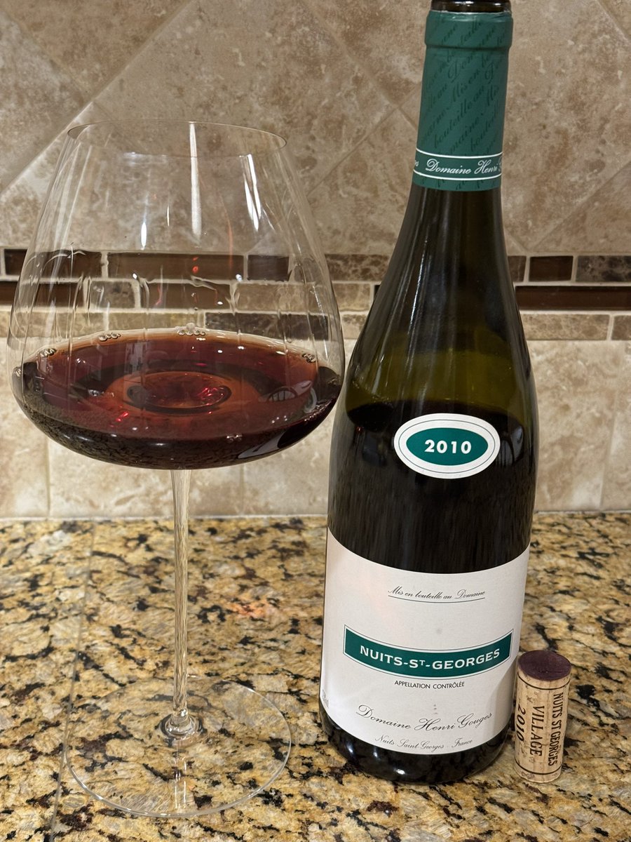 2010 Domaine Henri Nuits St Georges. Nice village-level Burgundy on a quiet evening.