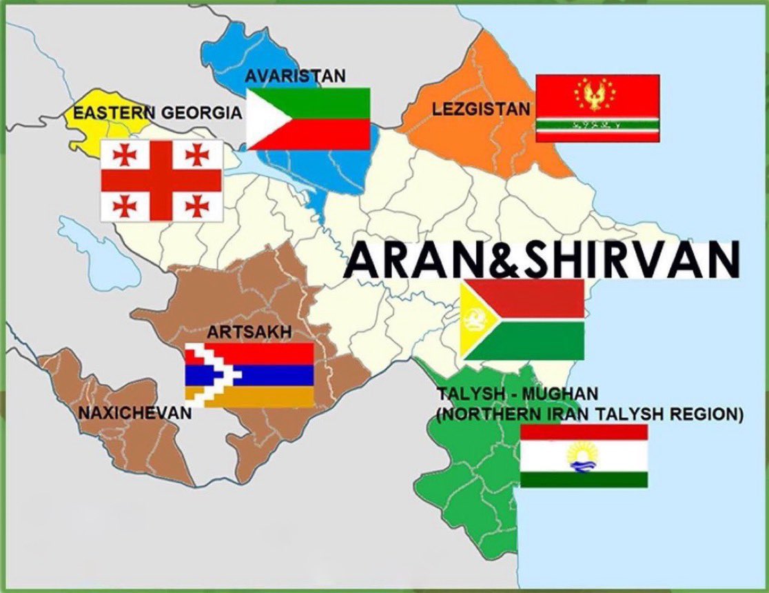 Sea2Sea1Way's tweet image. The real Map of what is today known as the fake dictatorship country of azerbaijan 🇦🇿