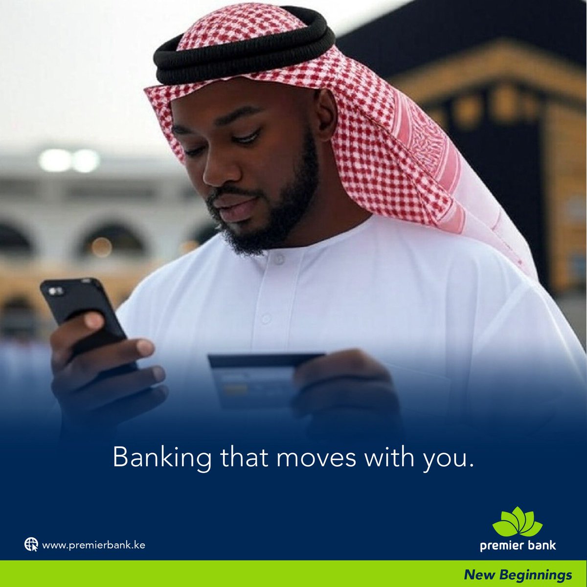 During your Hajj 2025, access your money from anywhere via our alternative banking channels. Use your Premier Mastercard to pay for all the expenses. While on the go, use My Premier App to transfer funds. #BankingOnTheGo #bankthepremierway #NewBeginnings #ethicalbanking #hajj2025
