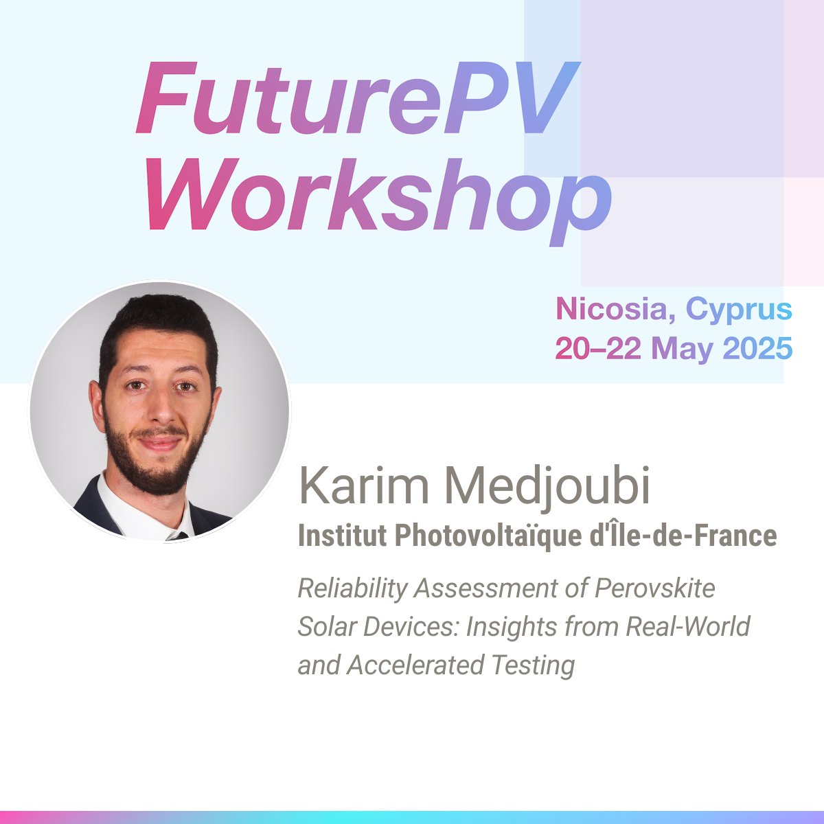 TESTARE Project (@testareproject) on Twitter photo Explore insights on Reliability Assessment of Perovskite Devices from Karim Medjoubi (IPVF) at #FuturePV
<a href="/DiamondHorizEU/">Diamond Project</a> #LAPERITIVO #PERSEUS #SMARTLINEPV #NEXUSPV <a href="/TriumphEurope/">TRIUMPH - Horizon Europe</a>
#Apollo <a href="/Amires_EU/">AMIRES</a> <a href="/Luminosity_EU/">LUMINOSITY_EU</a>
#PHOENIX #PEARL #solmates <a href="/PHAETHONCoE/">PHAETHON Centre of Excellence</a> #circularpv <a href="/UCYOfficial/">University of Cyprus</a> Explore insights on Reliability Assessment of Perovskite Devices from Karim Medjoubi (IPVF) at #FuturePV
<a href="/DiamondHorizEU/">Diamond Project</a> #LAPERITIVO #PERSEUS #SMARTLINEPV #NEXUSPV <a href="/TriumphEurope/">TRIUMPH - Horizon Europe</a>
#Apollo <a href="/Amires_EU/">AMIRES</a> <a href="/Luminosity_EU/">LUMINOSITY_EU</a>
#PHOENIX #PEARL #solmates <a href="/PHAETHONCoE/">PHAETHON Centre of Excellence</a> #circularpv <a href="/UCYOfficial/">University of Cyprus</a>