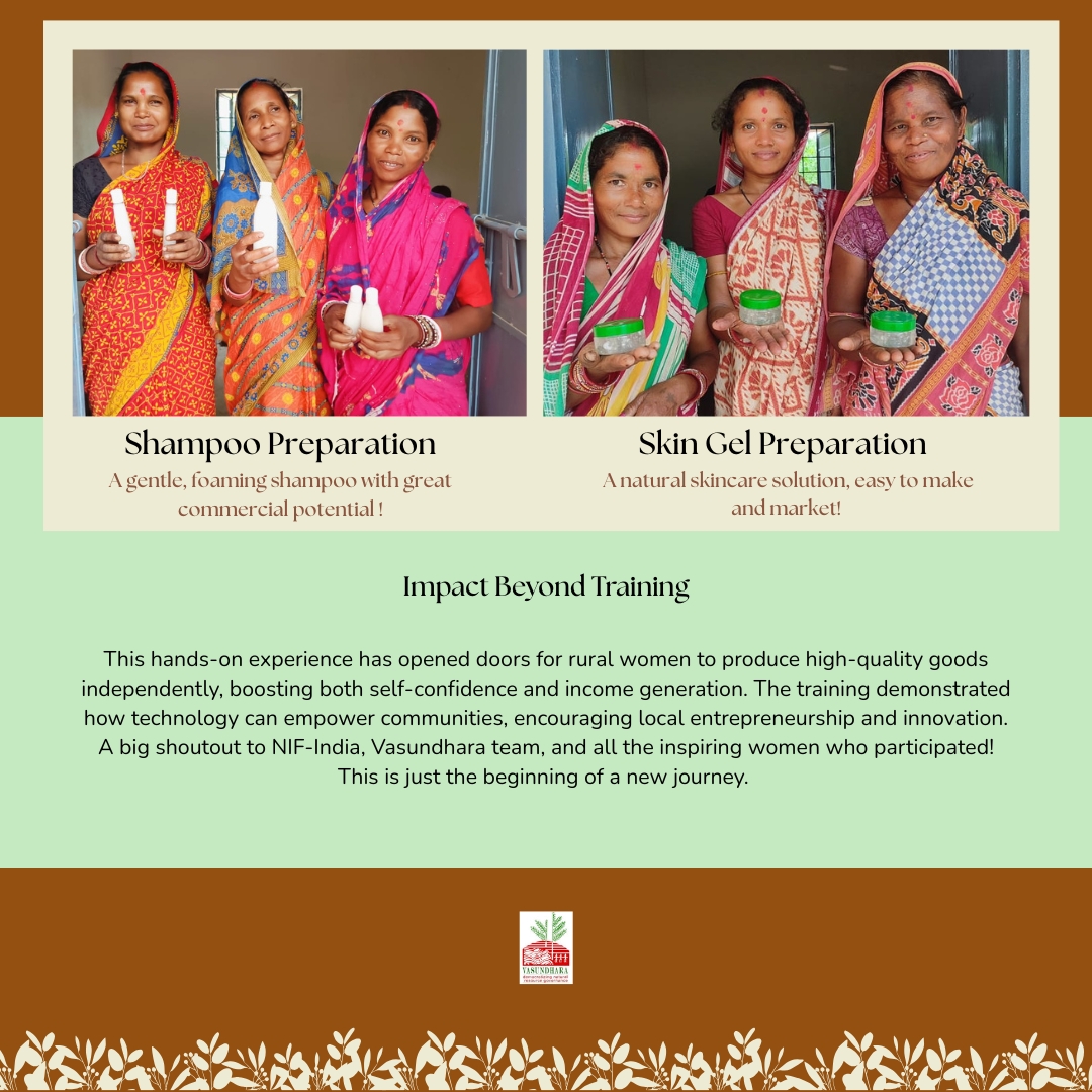 Empowering Women Through Innovation – 2-Day Hands-On Training by NIF-India!
#GrassrootsInnovation #WomenEmpowerment #NIFIndia #VasundharaKuchinda #RuralEntrepreneurship #AamPanna #NaturalSkincare #HomemadeShampoo #SkillDevelopment #CommunityEmpowerment #SurpaVillage #MadeByWomen