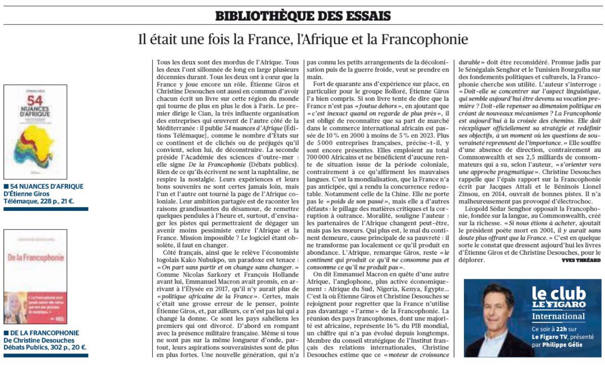 Denis J. DESCHAMPS (@djuliusd) on Twitter photo De bonnes lectures à vous conseiller par <a href="/Le_Figaro/">Le Figaro</a> sur #afrique et #francophonie : <a href="/EtienneGiros/">Etienne Giros</a> du <a href="/CIAN_Afrique/">Cian</a> et Christine Dessouches de <a href="/ASOutreMer/">Académie des sciences d'outre-mer 🌐</a> De bonnes lectures à vous conseiller par <a href="/Le_Figaro/">Le Figaro</a> sur #afrique et #francophonie : <a href="/EtienneGiros/">Etienne Giros</a> du <a href="/CIAN_Afrique/">Cian</a> et Christine Dessouches de <a href="/ASOutreMer/">Académie des sciences d'outre-mer 🌐</a>