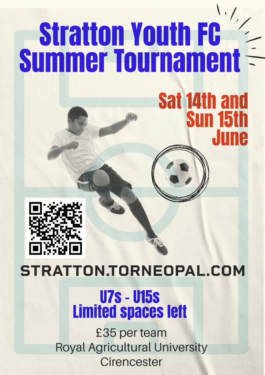 Stratton Youth FC (@fc_stratton) on Twitter photo Limited spaces left at our summer tournament on 14th and 15th June <a href="/RoyalAgUni/">Royal Agricultural University</a>. ÂŁ35 per team. For more info, and to register, please go to stratton.torneopal.com Limited spaces left at our summer tournament on 14th and 15th June <a href="/RoyalAgUni/">Royal Agricultural University</a>. ÂŁ35 per team. For more info, and to register, please go to stratton.torneopal.com