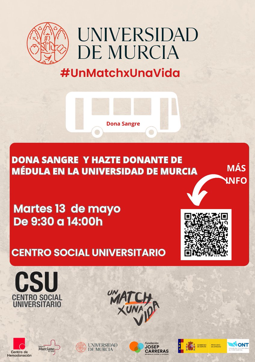 Servicio de Hematología. Hosp. U. Morales Meseguer (@crh_moralesimib) on Twitter photo Magnífica oportunidad de contribuir de forma altruista a alcanzar salud en muchas personas. Acércate al Centro Social Universitario <a href="/CentroSocialUMU/">Centro Social UMU</a> para registrarte como Donante de Médula Ósea y Donar Sangre <a href="/DonarSangreMU/">🩸CENTRO REGIONAL DE HEMODONACIÓN 🅰️🅱️🅾️🆎</a> . Tendrás agradecimiento anónimo de muchos pacientes. Magnífica oportunidad de contribuir de forma altruista a alcanzar salud en muchas personas. Acércate al Centro Social Universitario <a href="/CentroSocialUMU/">Centro Social UMU</a> para registrarte como Donante de Médula Ósea y Donar Sangre <a href="/DonarSangreMU/">🩸CENTRO REGIONAL DE HEMODONACIÓN 🅰️🅱️🅾️🆎</a> . Tendrás agradecimiento anónimo de muchos pacientes.
