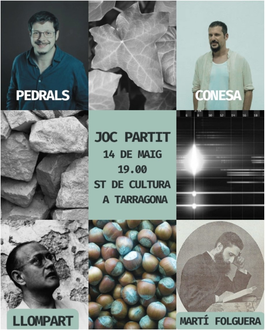Antoni Veciana Ribes (@antoniveciana) on Twitter photo El dimecres 14 de maig a les 19:00. Joc partit en homenatge als poetes Josep M. Llompart i Josep MartĂ Folguera.
Recital de poesia inèdit i hilarant a cà rrec de <a href="/joseppedrals/">Josep Pedrals</a> i <a href="/RogerConesa/">RogerConesaMathioux</a> que combinen textos dels poetes, els fan dialogar i repten al públic a veure què en sap. El dimecres 14 de maig a les 19:00. Joc partit en homenatge als poetes Josep M. Llompart i Josep Martà Folguera.
Recital de poesia inèdit i hilarant a cà rrec de <a href="/joseppedrals/">Josep Pedrals</a> i <a href="/RogerConesa/">RogerConesaMathioux</a> que combinen textos dels poetes, els fan dialogar i repten al públic a veure què en sap.
