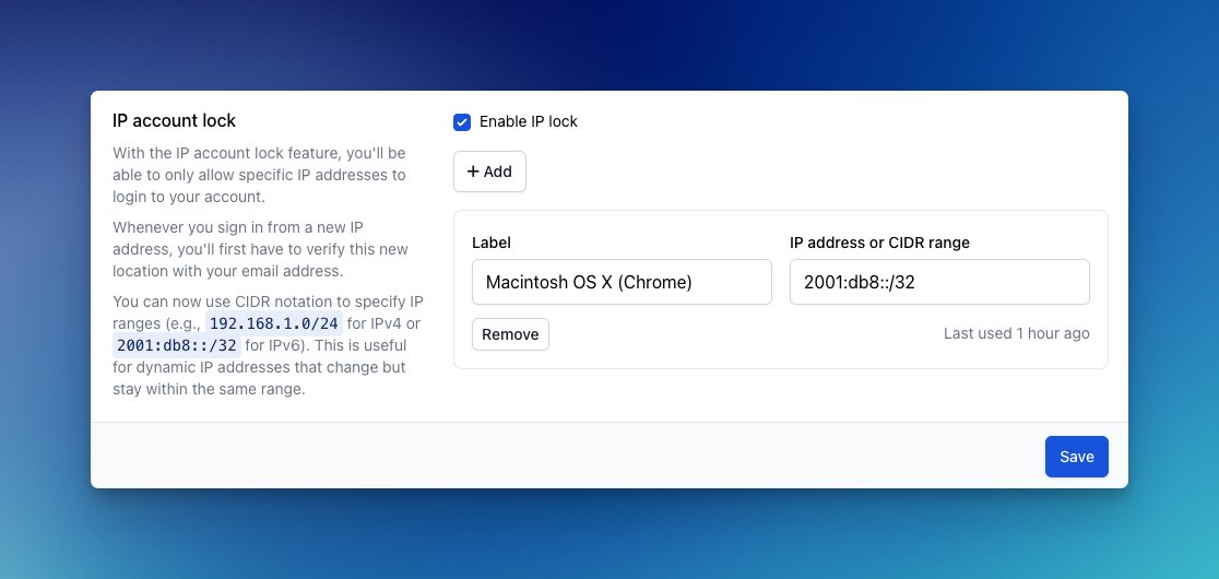 ICYMI👀: We released IPv6 support last week! 🚨

As of today, you may also use ranges in your IP addresses for the IP lock feature 🔥