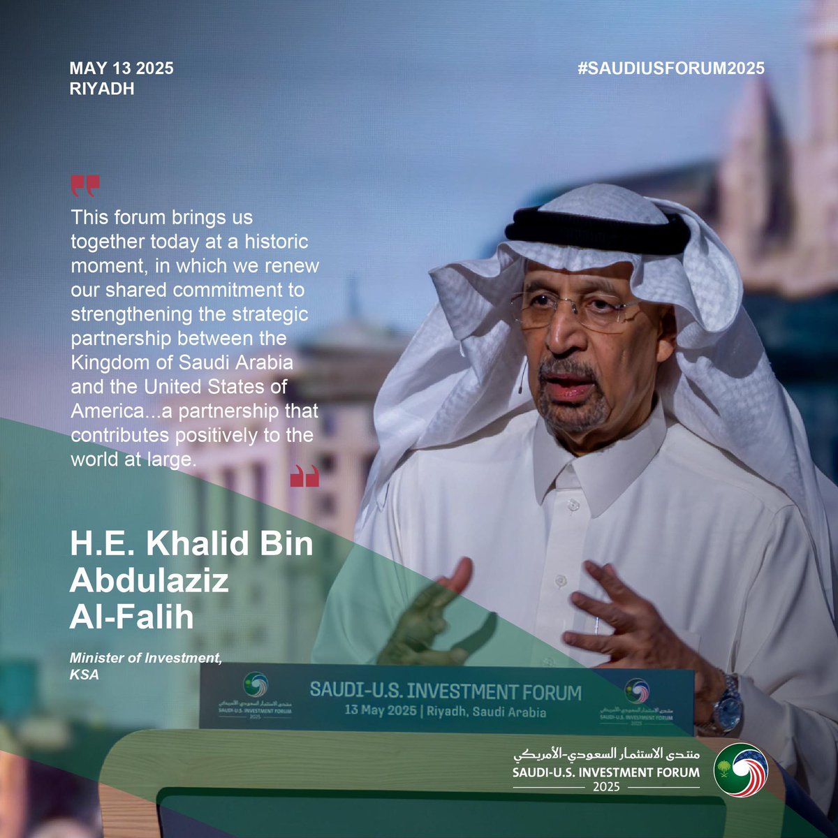 INVEST SAUDI (@investsaudi) on Twitter photo H.E. <a href="/Khalid_AlFalih/">خالد الفالح | Khalid Al Falih</a> opens the #SaudiUSForum2025 with a clear message: Saudi Arabia’s growth is accelerating, and US investors are key to what comes next.
Highlighting nearly a century of collaboration, he emphasizes a shared commitment to deeper partnerships, expanded H.E. <a href="/Khalid_AlFalih/">خالد الفالح | Khalid Al Falih</a> opens the #SaudiUSForum2025 with a clear message: Saudi Arabia’s growth is accelerating, and US investors are key to what comes next.
Highlighting nearly a century of collaboration, he emphasizes a shared commitment to deeper partnerships, expanded