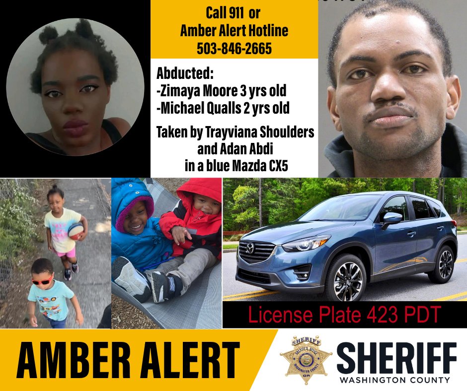 Media Release Update: AMBER ALERT Issued for Two Abducted Children

Full Media Release Update: washingtoncountyor.gov/sheriff/news/2…