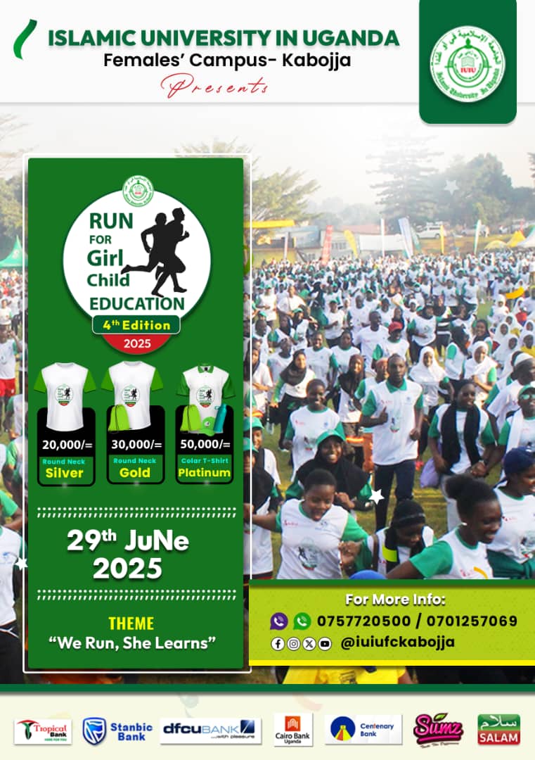 IUIU Alumni (@iuiu_alumni) on Twitter photo Assalamu Alaikum Dear Esteemed Alumni, We warmly invite you to join us for the 4th Annual Girl Child Run, taking place on 29th June. Participation kits are now available at all IUIU campuses and the King Fahad Plaza Liaison Office. <a href="/iuiuac/">Islamic University In Uganda</a> <a href="/iufckabojja/">Islamic University in Uganda (Females' Campus)</a> <a href="/SalamTvUG/">Salam TV Uganda</a> <a href="/stanbicug/">Stanbic Bank Uganda</a> Assalamu Alaikum Dear Esteemed Alumni, We warmly invite you to join us for the 4th Annual Girl Child Run, taking place on 29th June. Participation kits are now available at all IUIU campuses and the King Fahad Plaza Liaison Office. <a href="/iuiuac/">Islamic University In Uganda</a> <a href="/iufckabojja/">Islamic University in Uganda (Females' Campus)</a> <a href="/SalamTvUG/">Salam TV Uganda</a> <a href="/stanbicug/">Stanbic Bank Uganda</a>