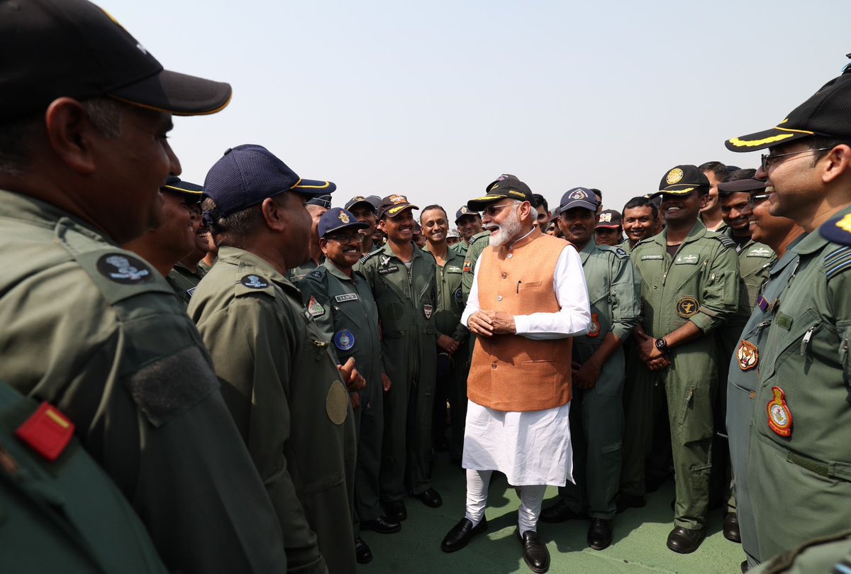 PM Sri <a href="/narendramodi/">Narendra Modi</a> visits Adampur airbase , interacts with Air Force officers &amp; Tech support staff. Thanks &amp; congratulates them on their extreme show of determination &amp; precision . The Camaraderie between the leader &amp; soldiers is palpable . #OperationSindoor