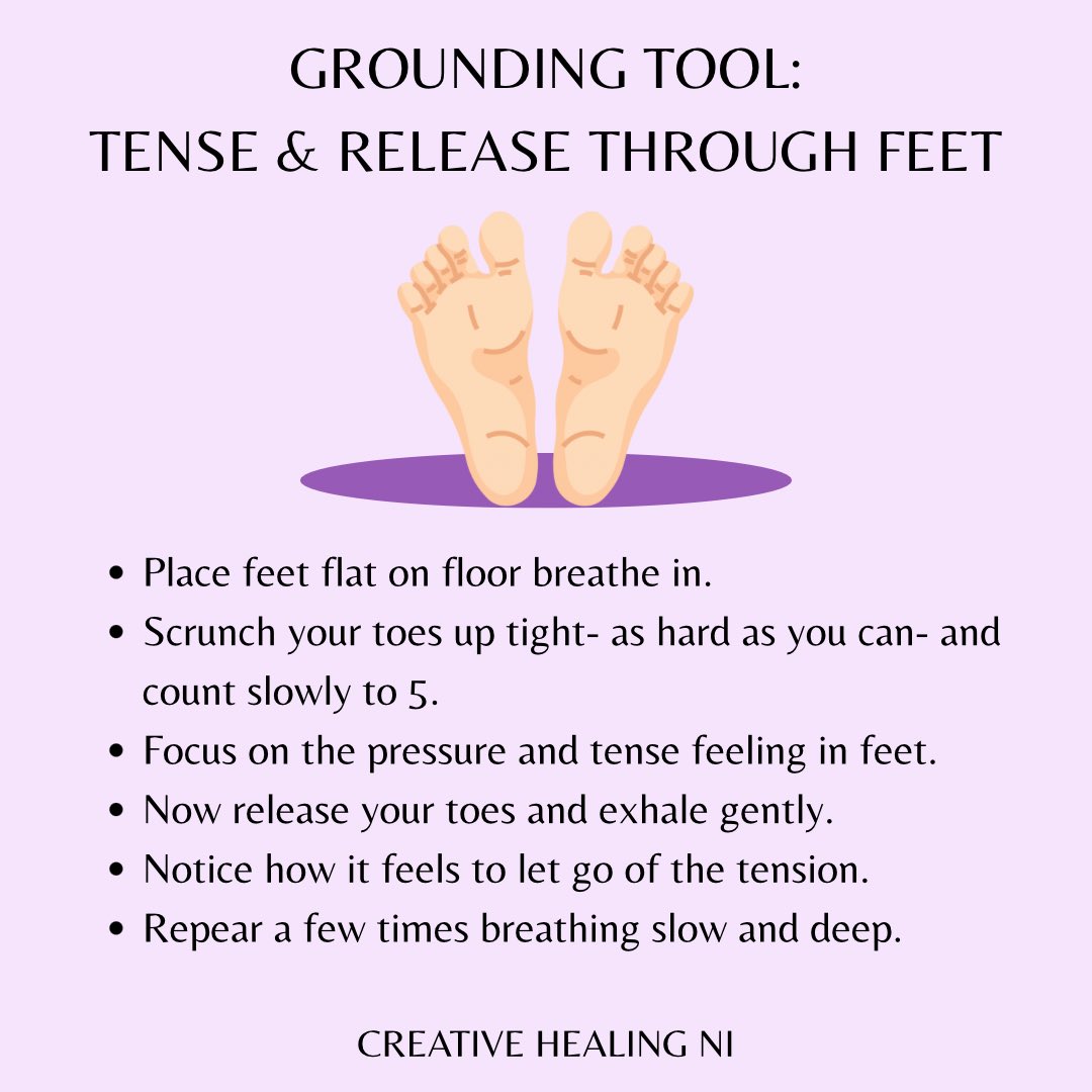 This simple grounding tool can be done anywhere, even in public without anyone noticing.

This physical action can calm the nervous system. By focusing on the body, you can interrupt the flow of anxious thoughts and bring your attention back to the present moment.