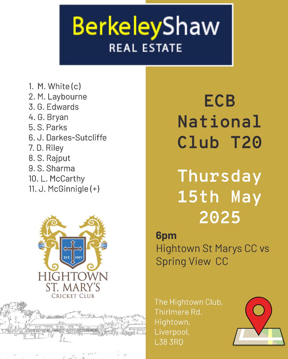 HightownStMary's CC (@hightownstmarys) on Twitter photo The forecast is good and it’s Sponsors’ night at HSM on Thursday for national t20 action against <a href="/SVCC_11/">Spring View Cricket Club</a>. The bar will be open so come down and support the team ☀️🏏 The forecast is good and it’s Sponsors’ night at HSM on Thursday for national t20 action against <a href="/SVCC_11/">Spring View Cricket Club</a>. The bar will be open so come down and support the team ☀️🏏
