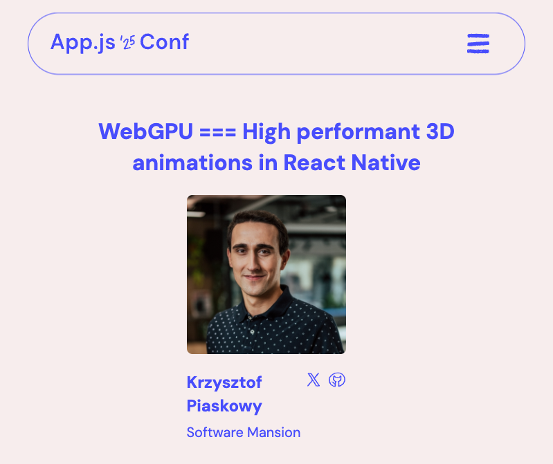 Krzysztof Piaskowy (@piaskowyk) on Twitter photo During my talk at <a href="/appjsconf/">App.js Conf 🗓️ 28-30 May 2025</a>, I'll how to make your app literally 𝒔𝒉𝒊𝒏𝒚 with WebGPU and Worklets
This is the last moment to grab your ticket if you haven't already 🎟️⬇ During my talk at <a href="/appjsconf/">App.js Conf 🗓️ 28-30 May 2025</a>, I'll how to make your app literally 𝒔𝒉𝒊𝒏𝒚 with WebGPU and Worklets
This is the last moment to grab your ticket if you haven't already 🎟️⬇