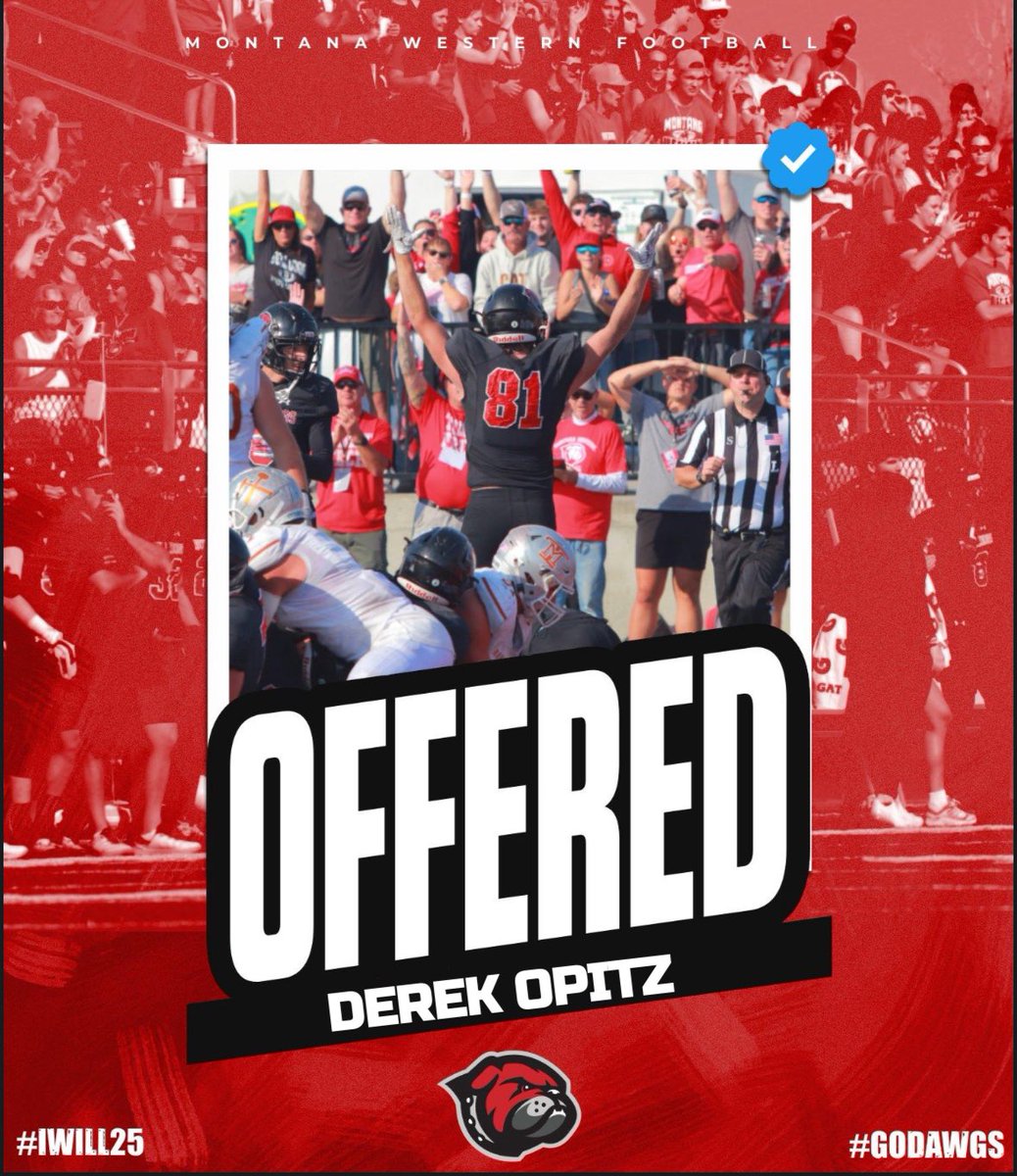 Derek_Opitz's tweet image. After a great talk with @Coach_Martello I’m proud to announce that I have received a scholarship offer to play football at Montana Western. Go Dawgs!!