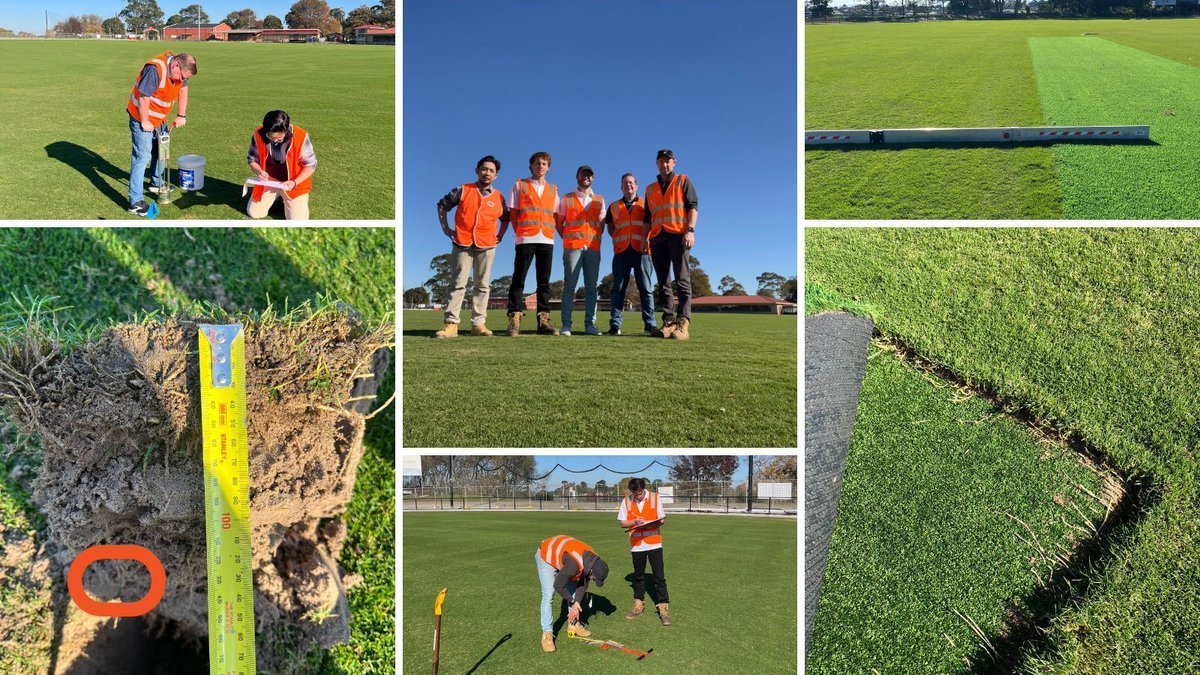 Lucas led our team (Ramon, Matt &amp; Faris) at the Drouin Rec Reserve turf handover yesterday 🌱 A 12-week check-in with Evergreen Turf &amp; Council to assess the TifTuf field we designed—where drought tolerance meets great playability. 
#SportsDesign #NaturalTurf #SportsEngineering