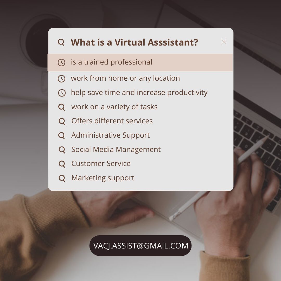 vacj_assist's tweet image. Fact of the day!
What is a Virtual assistant? 

Discover the power of a Virtual Assistant!
VAs can help streamline your business and free up your time.
Learn how a VA can make all the difference for your business today! 

#VirtualAssistant #BusinessSupport #WhatIsaVA #vacj_assist