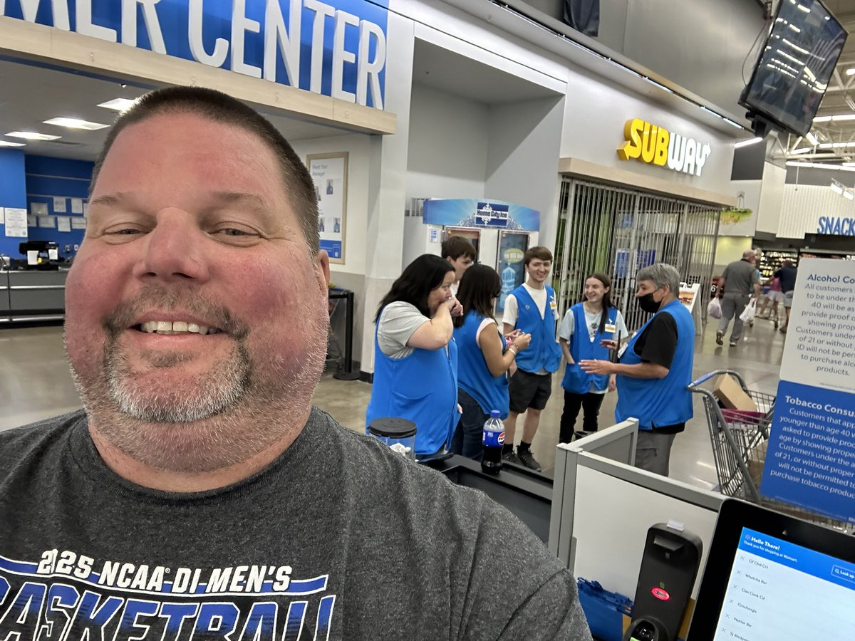 Just checking out at Walmart bagging my own groceries while everyone else is working hard! #walmart