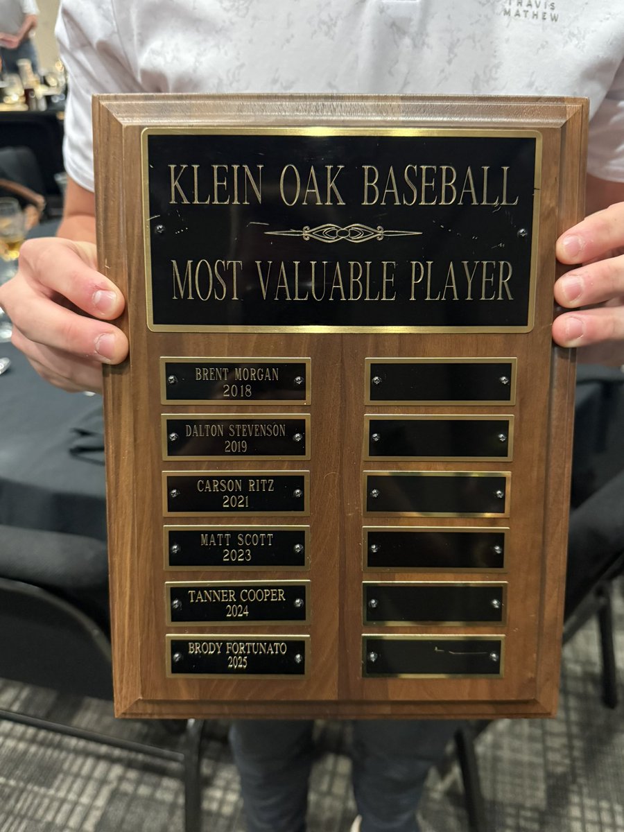 Brody Fortunato (@brodyfortunato_) on Twitter photo Truly honored to be named MVP this season. All the hard work, long practices, and late nights paid off. I’m Grateful for my teammates, coaches, and everyone who believed in me. <a href="/Oak_baseball/">Klein Oak Baseball</a> <a href="/HPBA_official/">Hunter Pence Baseball Academy</a> <a href="/HPBAac/">Aaron Cunningham</a> Truly honored to be named MVP this season. All the hard work, long practices, and late nights paid off. I’m Grateful for my teammates, coaches, and everyone who believed in me. <a href="/Oak_baseball/">Klein Oak Baseball</a> <a href="/HPBA_official/">Hunter Pence Baseball Academy</a> <a href="/HPBAac/">Aaron Cunningham</a>