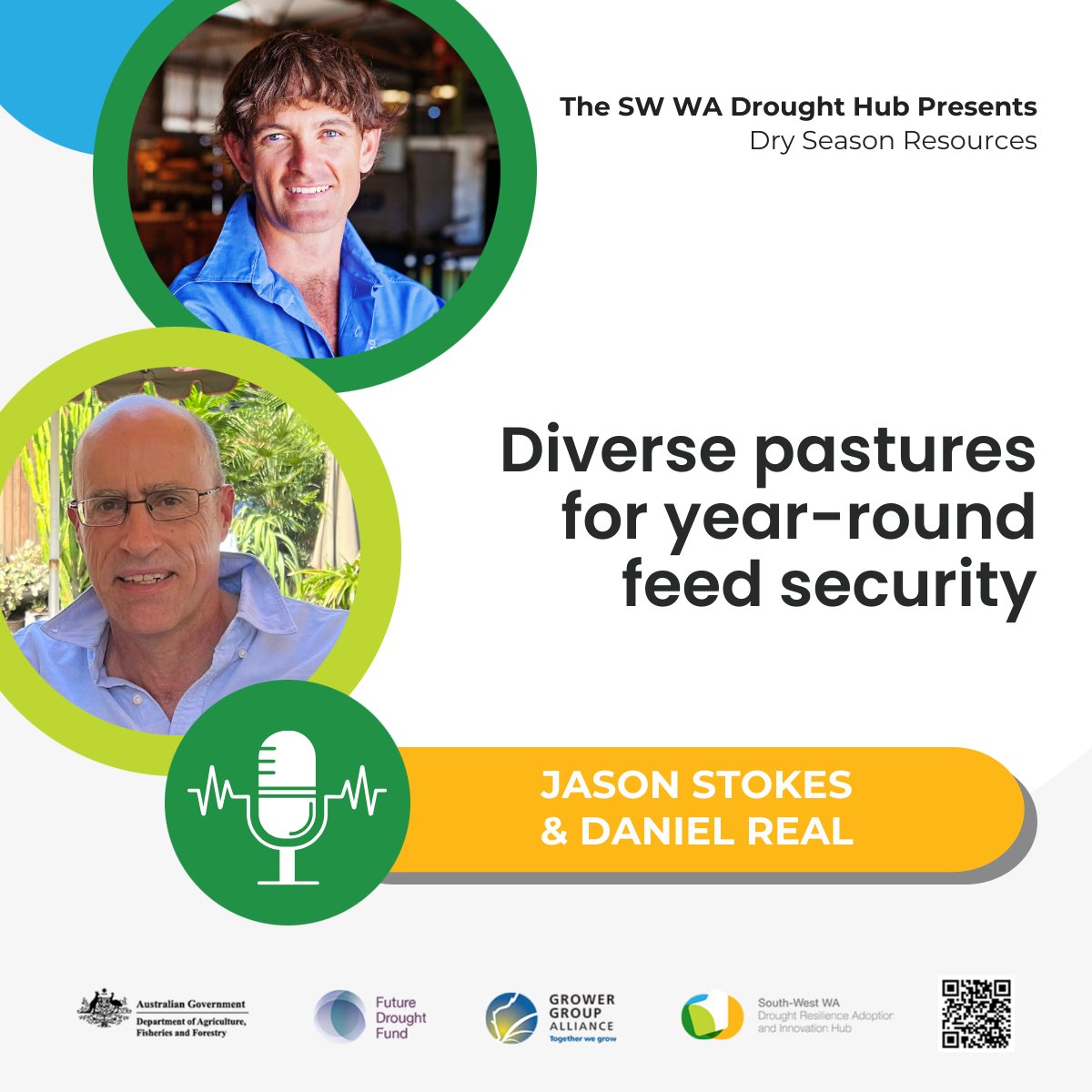 🎙️ #WADroughtHub podcast throwback

This episode explores strategies for managing livestock feed during variable seasons.

With guests Jason Stokes (Chapman Valley farmer) and Daniel Real (<a href="/DPIRDWA/">DPIRDWA</a>) 🎧 Thttps://hub.gga.org.au/podcast/diverse-pastures-for-year-round-feed-security/