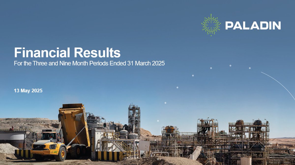 Paladin_Energy's tweet image. We are delighted to inform that Paladin has released its unaudited condensed interim financial report and MD&A for the three and nine month periods ended 31 March as part of its TSX listing. An accompanying presentation on these financial results has also been released.
For full…