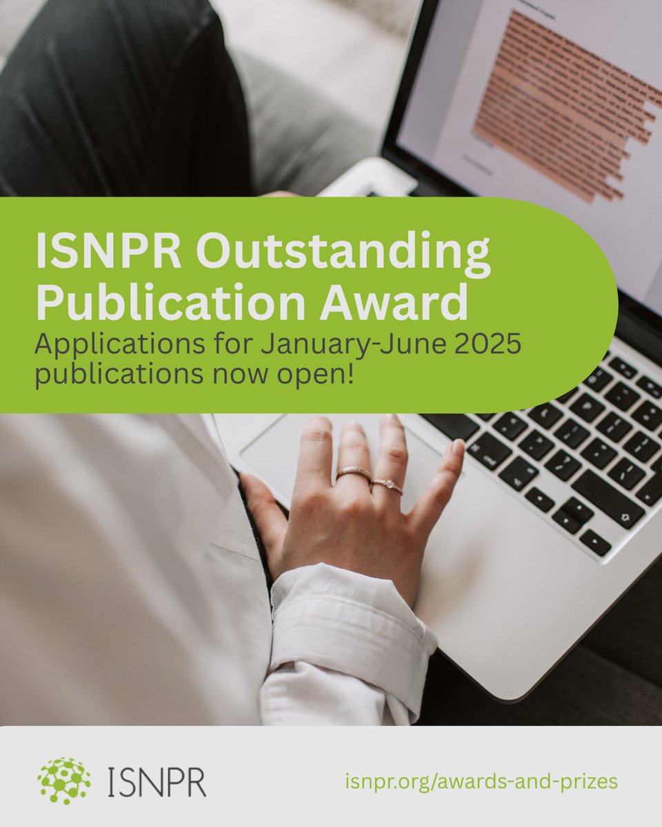 _ISNPR's tweet image. 📢 Have you recently authored a publication related to Nutritional Psychiatry?

You may be eligible for the ISNPR Outstanding Publication Award for January-June 2025.

Learn more about this award and submit your application for consideration 👉 isnpr.org/awards-and-pri…