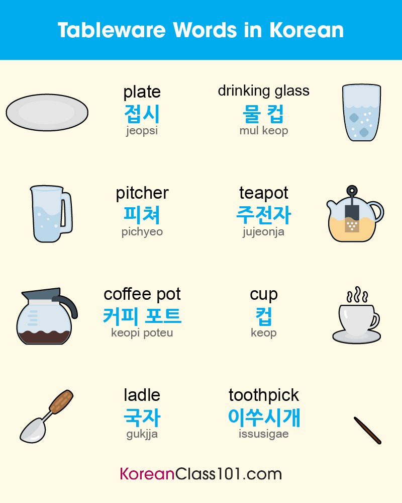 Master3Language's tweet image. Tableware Words in Korean &amp;amp; Japanese

■Credits to KoreanClass101 ow.ly/VTS230cDkgu
■Credits to JapanesePod101 ow.ly/uoFu30cDkin

#LearnKorean #LearnJapanese #LanguageLearning #KoreanVocabulary #JapaneseVocabulary #KoreanLanguage #JapaneseLanguage #KCulture #JCulture