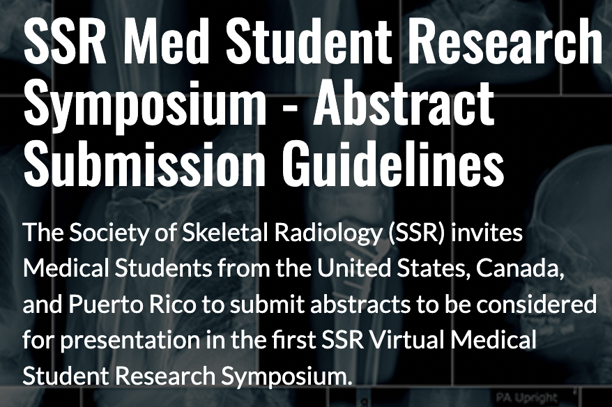Society of Skeletal Radiology (@ssrbone) on Twitter photo 🔊Looking to engage #medstudents in #MSKRad?
✅We have JUST the symposium⬇️
🗓️Accepting abstracts until June 13 by 5 PM EST
🔗Link to apply & more info: skeletalrad.org/ssr-2025-med-s…
<a href="/RadiologySIG/">Radiology Student Interest Group</a> <a href="/ssr_rwg/">SSR_RWG</a> <a href="/sportsraddoc/">Navid Faraji</a>
<a href="/theAPDR/">The APDR</a> <a href="/VivekKaliaMD/">Vivek Kalia, MD MPH</a> <a href="/cychang1414/">Connie Y Chang</a> <a href="/SoteriosGyft/">Soterios Gyftopoulos MD MBA MSc</a> <a href="/skeletalrad/">Angel Gómez-Cintrón, MD, MPH</a> 🔊Looking to engage #medstudents in #MSKRad?
✅We have JUST the symposium⬇️
🗓️Accepting abstracts until June 13 by 5 PM EST
🔗Link to apply & more info: skeletalrad.org/ssr-2025-med-s…
<a href="/RadiologySIG/">Radiology Student Interest Group</a> <a href="/ssr_rwg/">SSR_RWG</a> <a href="/sportsraddoc/">Navid Faraji</a>
<a href="/theAPDR/">The APDR</a> <a href="/VivekKaliaMD/">Vivek Kalia, MD MPH</a> <a href="/cychang1414/">Connie Y Chang</a> <a href="/SoteriosGyft/">Soterios Gyftopoulos MD MBA MSc</a> <a href="/skeletalrad/">Angel Gómez-Cintrón, MD, MPH</a>