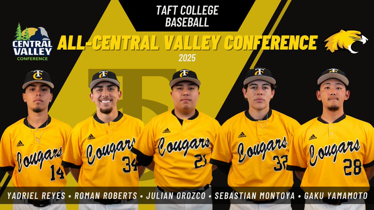 Taft College Athletics (@tcathletics_) on Twitter photo Congrats to our 5 <a href="/TaftCollegeEdu/">Taft College West Kern Community College District</a> Baseball Cougars that earned All-Central Valley Conference honors! 🟡⚫️🐱⚾️ <a href="/Midwaydriller/">Midway Driller</a> <a href="/BVarsityLive/">BVarsityLive</a> <a href="/cvc_sports/">Central Valley Conference</a>
athletics.taftcollege.edu/sports/bsb/202… Congrats to our 5 <a href="/TaftCollegeEdu/">Taft College West Kern Community College District</a> Baseball Cougars that earned All-Central Valley Conference honors! 🟡⚫️🐱⚾️ <a href="/Midwaydriller/">Midway Driller</a> <a href="/BVarsityLive/">BVarsityLive</a> <a href="/cvc_sports/">Central Valley Conference</a>
athletics.taftcollege.edu/sports/bsb/202…