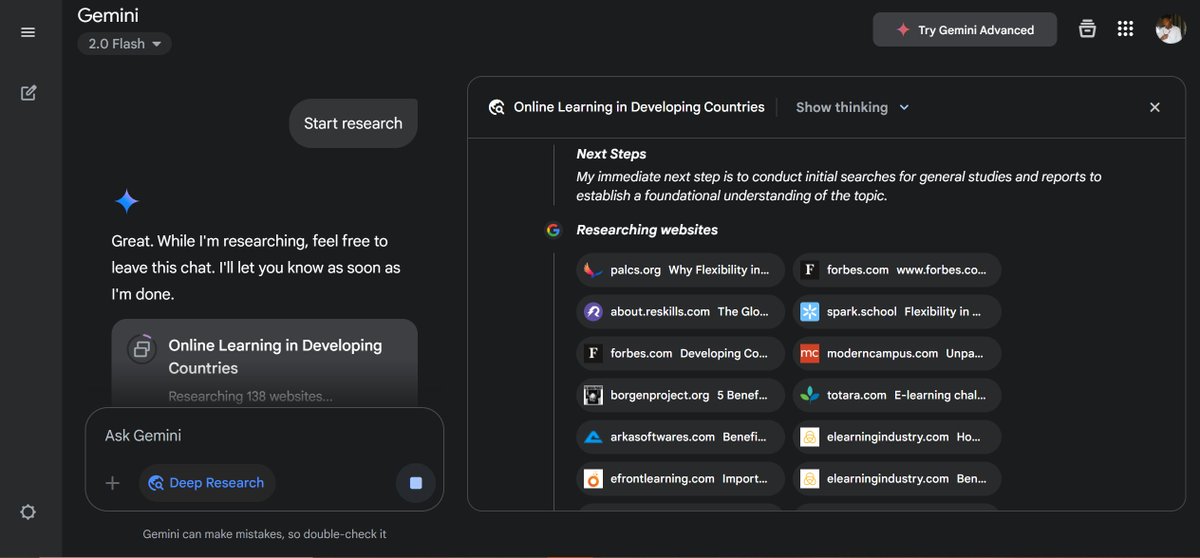 OnuOfLagos's tweet photo. Week 3
ALX AI Starter Kit
Deep Research with Gemini

I used Gemini; a great tool to research on topics and also generate study plans, to generate study plans and research topics. Below are screenshot from my prompts.
@alx_africa 
#ALX_AiSK https://t.co/tXCmtZnn9w