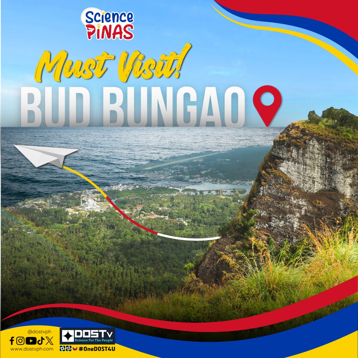 DOSTvPH's tweet photo. Mga ka-DOSTvarkada, halina't akyatin natin ang Bud Bungao Forest Park na mayroong 3,608 steps at highest peak na 342 meters above sea level. Ngayong Sabado na  'yan kasama ang #SciencePinas!  #DOSTv #TawitawiEp #OneDOST4U https://t.co/lRJpcz8dne