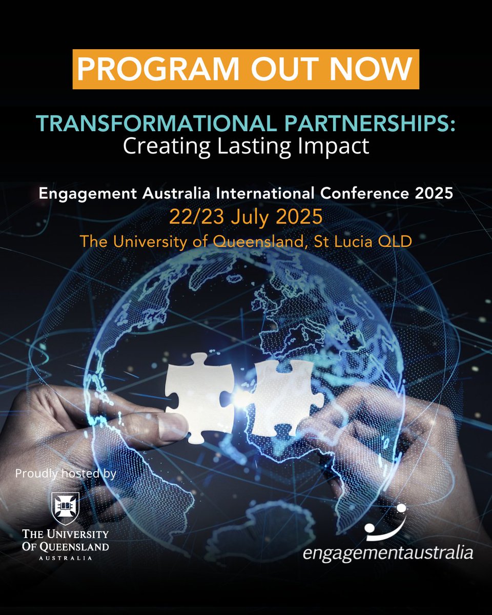 Our program for the Engagement Australia International Conference is available now! 
Join us at The University of Queensland for two days of engaging discussions, expert insights, and invaluable networking opportunities.
Find out more here  &gt; engagementaustralia.org.au/engagement_eve…