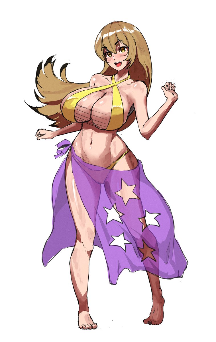 Today I'd like to highlight a c0mm I got from the incredibly talented @yogodama, featuring my OC Violet in her beach attire! Go check them out, they're open pretty often!